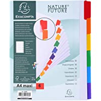 Exacompta 4306E - Separadores con 6 posiciones A4- Cartulina Blanca- 160 grs